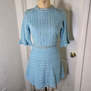Elegant‎ Teal Eyelet Short Sleeve Womens Dress Simplee M